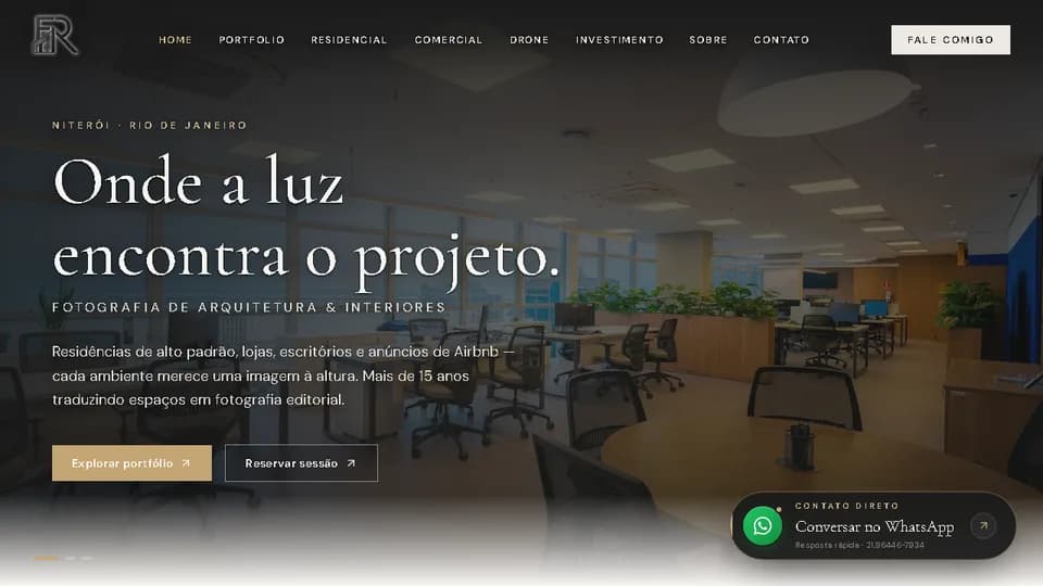 Captura do site FR Photo — fotografia de arquitetura e interiores